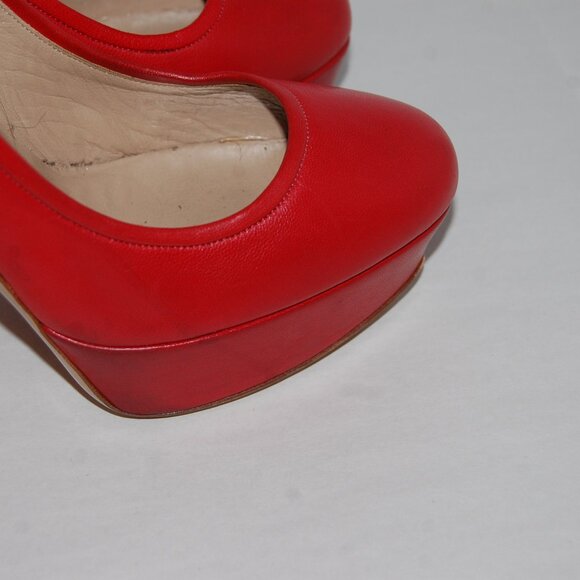 40.5US 10❤️ VALENTINO Red Leather Platform High Heels Pumps ITALY - Picture 6 of 16